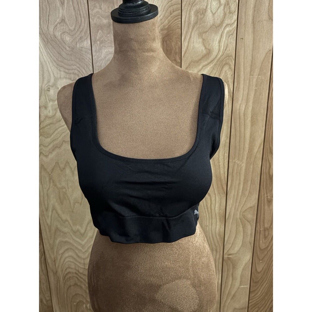 Puma‎ Womens Black Scoop Neck Sports Bra Adjustable Straps XL